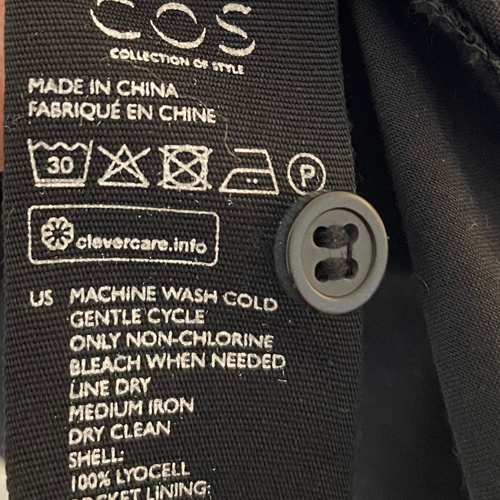 Cos Oversized Black Tunic Button Down Size 12 - image 7